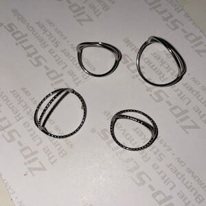 4pc silver jacks rings